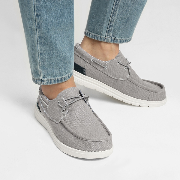 Men's Casual Slip-On Canvas Loafers - GREY - 1